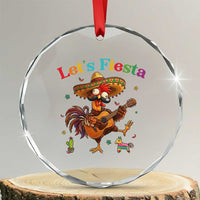 Lets Fiesta Cinco de May Crystal Glass Ornament Funny Chicken Playing Guitar