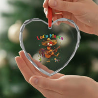 Lets Fiesta Cinco de May Heart Crystal Glass Ornament Funny Chicken Playing Guitar