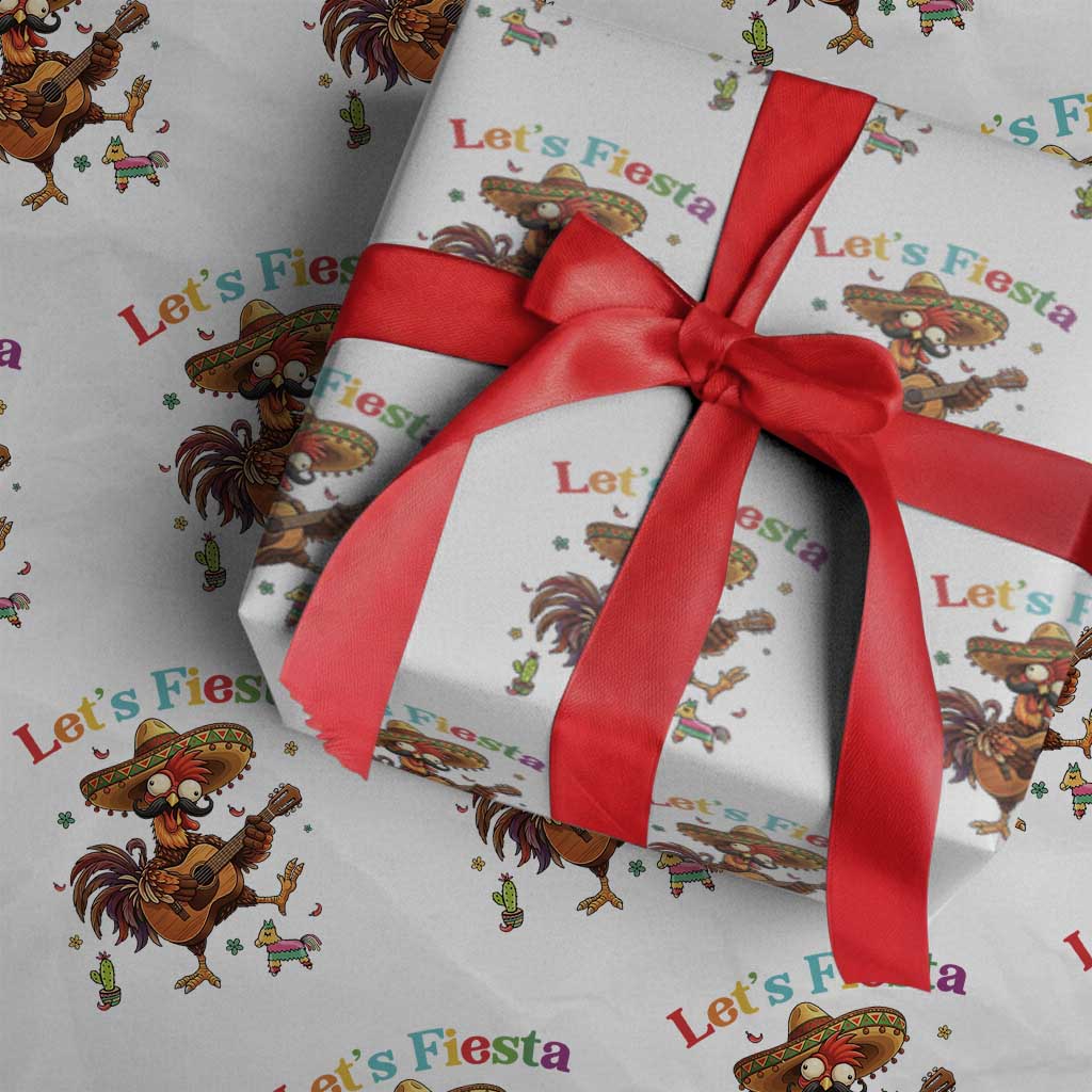 Lets Fiesta Cinco de May Wrapping Paper Roll Funny Chicken Playing Guitar