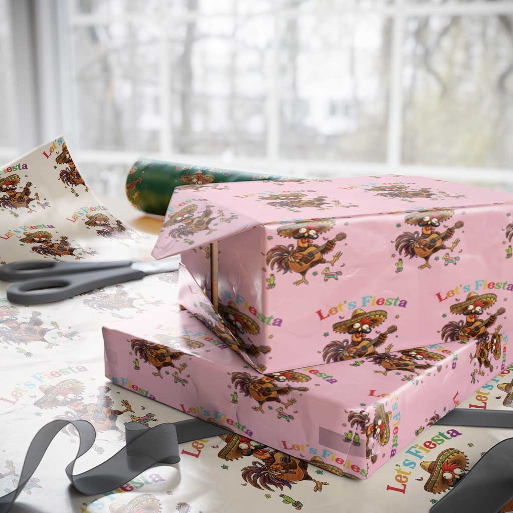 Lets Fiesta Cinco de May Wrapping Paper Roll Funny Chicken Playing Guitar