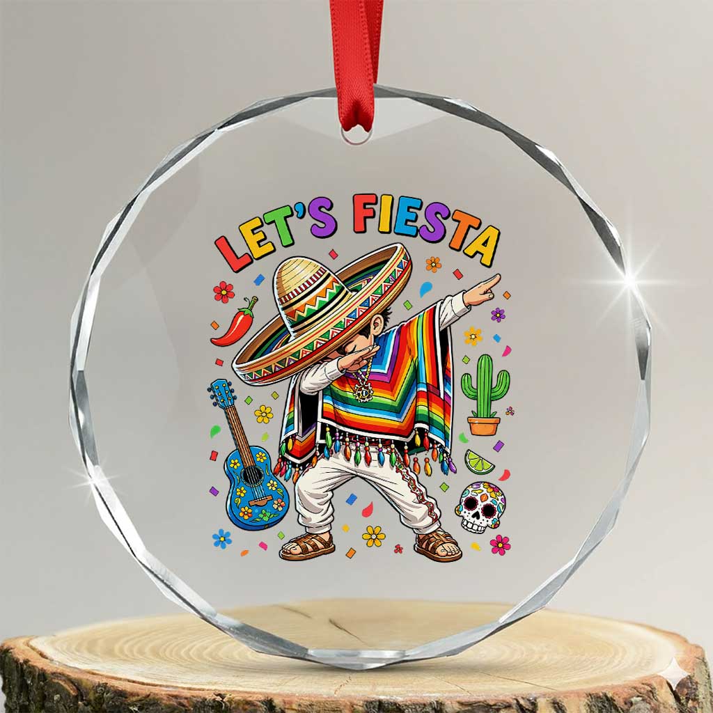 Lets Fiesta Crystal Glass Ornament Funny Dabbing Boy Cinco De Mayo Fiesta