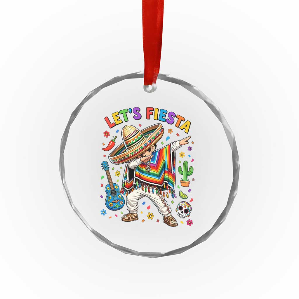 Lets Fiesta Crystal Glass Ornament Funny Dabbing Boy Cinco De Mayo Fiesta