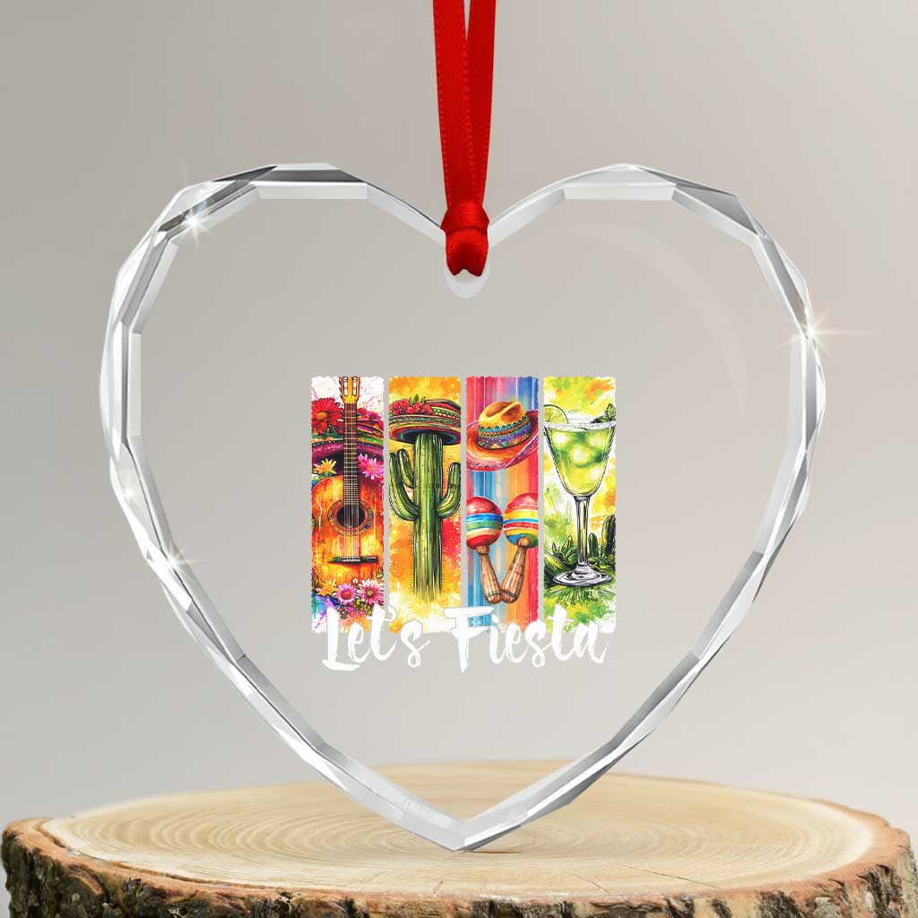 Lets Fiesta Heart Crystal Glass Ornament Funny Cinco De Mayo Party Celebration