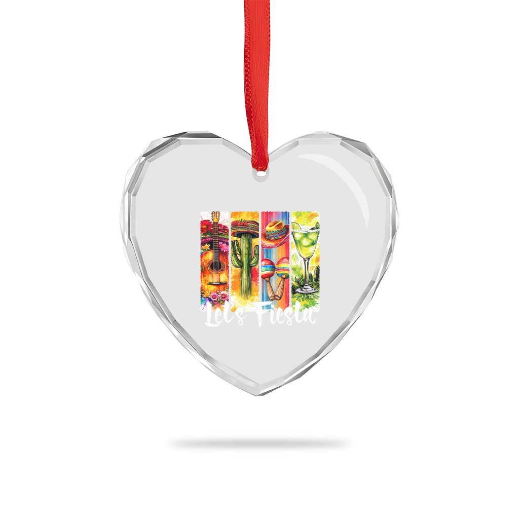 Lets Fiesta Heart Crystal Glass Ornament Funny Cinco De Mayo Party Celebration