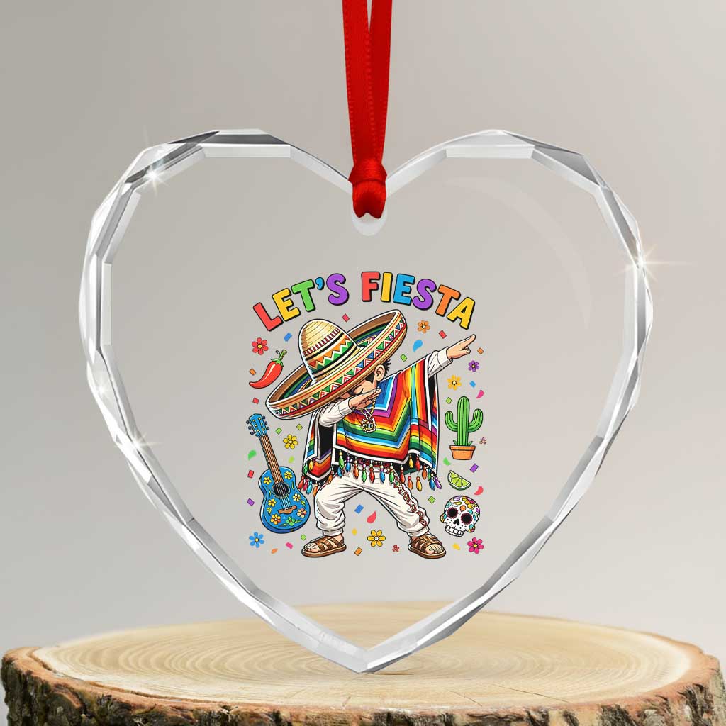 Lets Fiesta Heart Crystal Glass Ornament Funny Dabbing Boy Cinco De Mayo Fiesta