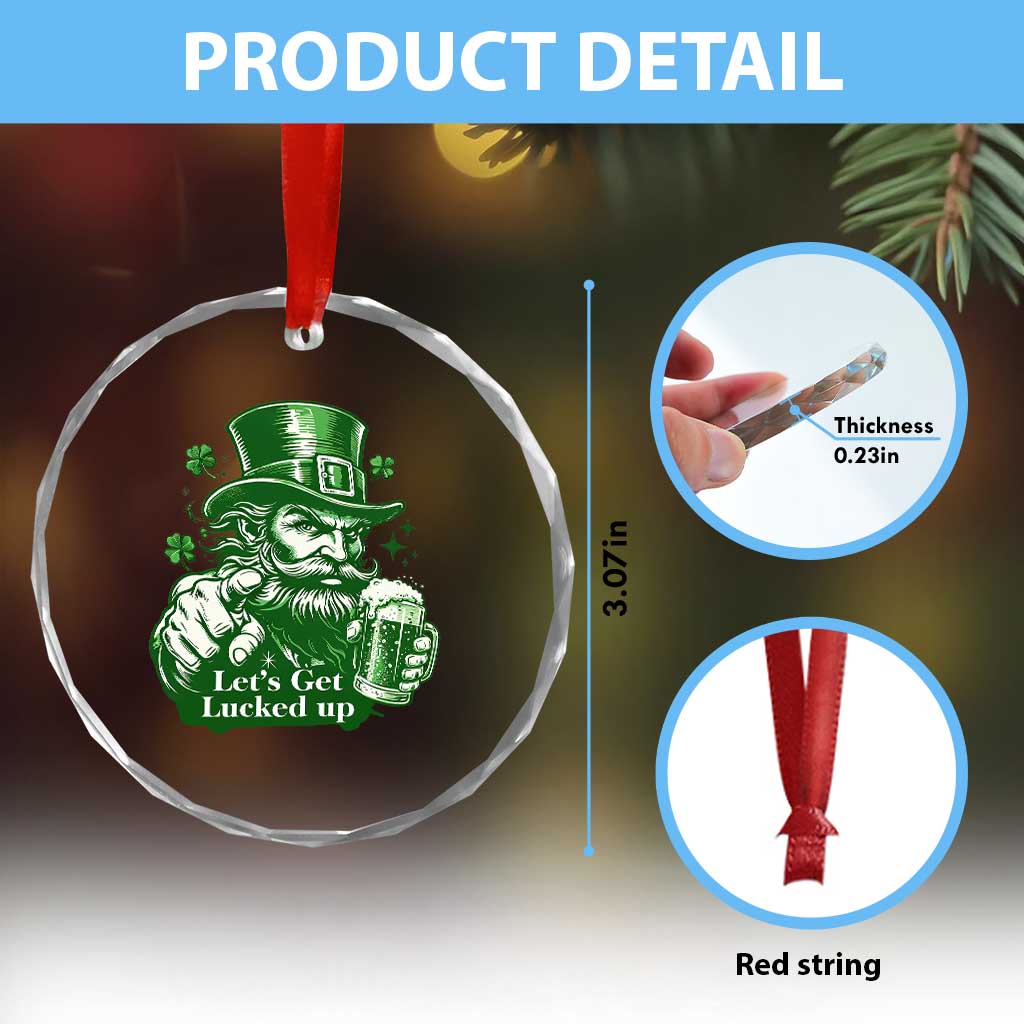 Lets Get Lucked Up Crystal Glass Ornament St Patricks Day Party Humor