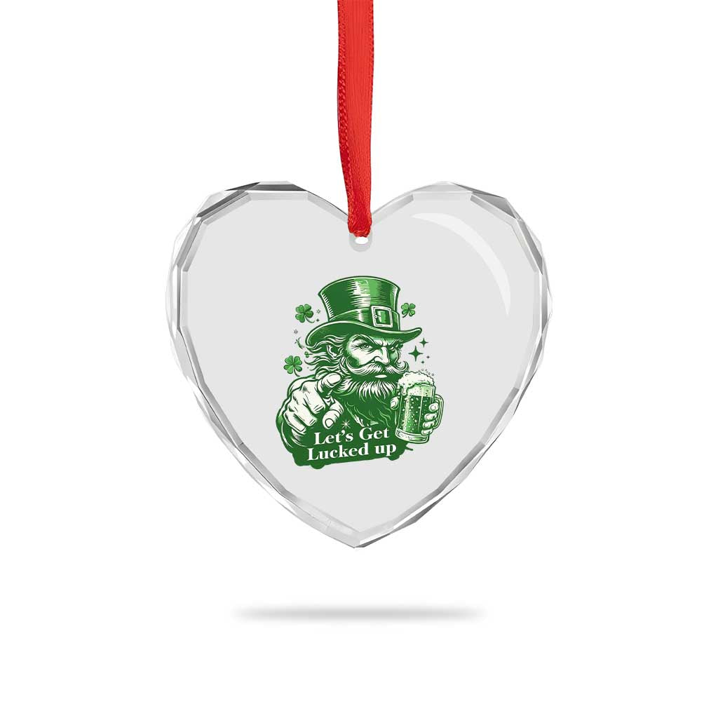 Lets Get Lucked Up Heart Crystal Glass Ornament St Patricks Day Party Humor