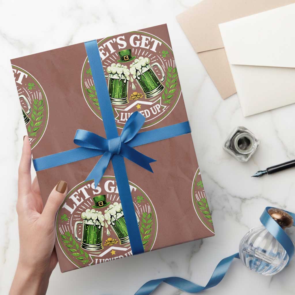 Lets Get Lucked Up Wrapping Paper Roll Funny Saint Patricks Day Lucky Drinking