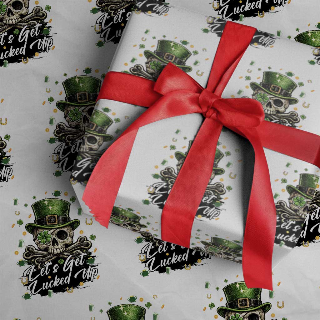 Lets Get Lucked Up Wrapping Paper Roll Lucky Skeleton St Patricks Day