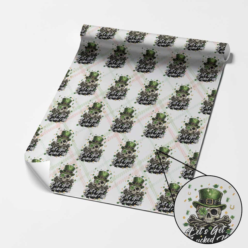 Lets Get Lucked Up Wrapping Paper Roll Lucky Skeleton St Patricks Day