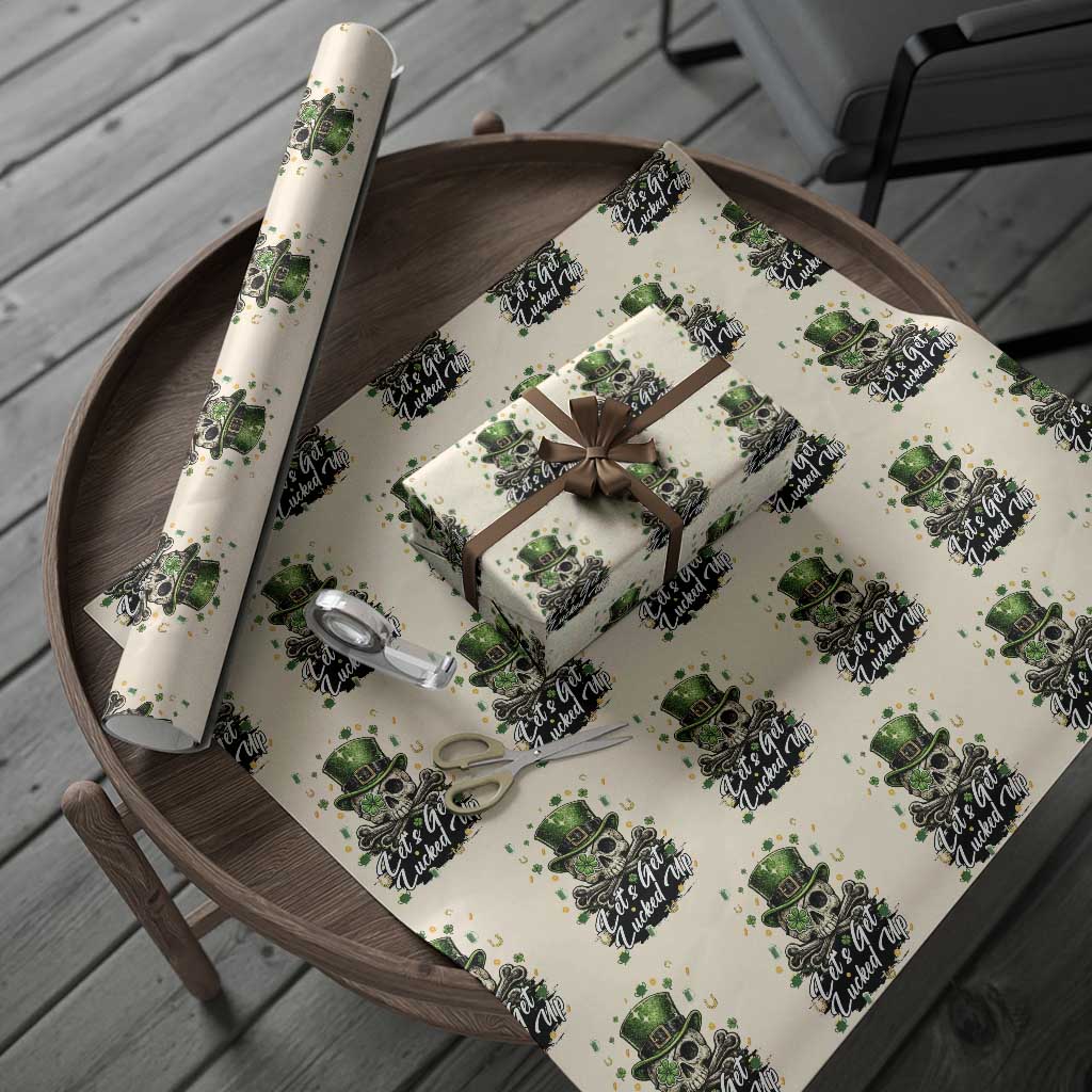 Lets Get Lucked Up Wrapping Paper Roll Lucky Skeleton St Patricks Day
