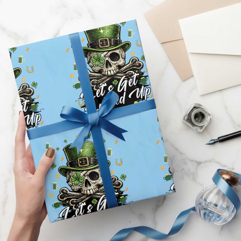 Lets Get Lucked Up Wrapping Paper Roll Lucky Skeleton St Patricks Day