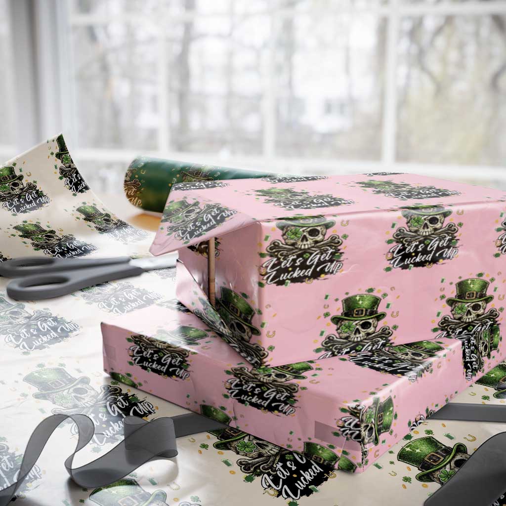 Lets Get Lucked Up Wrapping Paper Roll Lucky Skeleton St Patricks Day