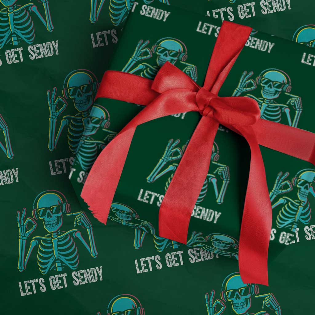 Lets Get Sendy Skeleton Wrapping Paper Roll Full Send Vibes Glowcore - Wonder Print Shop