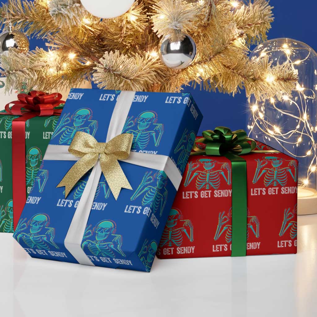 Lets Get Sendy Skeleton Wrapping Paper Roll Full Send Vibes Glowcore - Wonder Print Shop