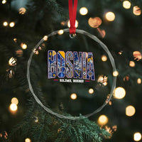 Lets Go Bosnia Heritage Hajmo Bosno Cultural Mosaic Pattern Crystal Glass Ornament Bosnia Herzegovina Map Soccer Lover Football Fan