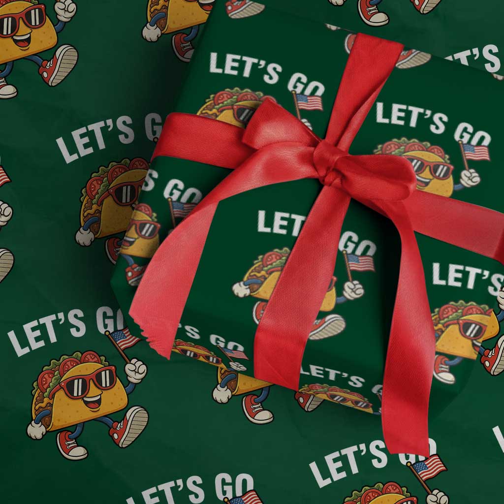Let’s Go Taco Patriotic Wrapping Paper Roll Funny 4th of July Food Humor - Wonder Print Shop