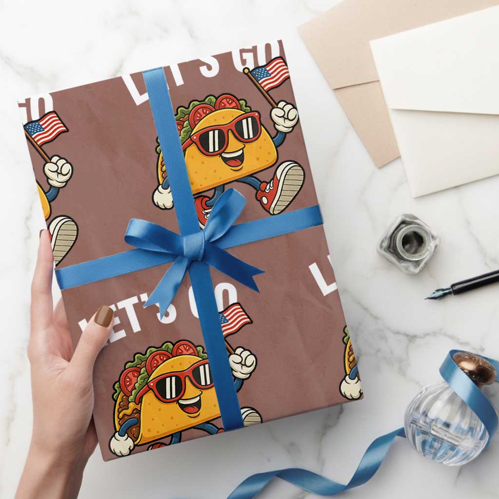 Let’s Go Taco Patriotic Wrapping Paper Roll Funny 4th of July Food Humor - Wonder Print Shop
