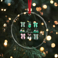 Lets Par-tee Coquette Golf Bows Crystal Glass Ornament Preppy Pink and Green Golf Cart n Bag Golfing Lover Club