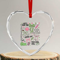 Lets Par-tee Coquette Golf Bows Heart Crystal Glass Ornament Pink and Green Gear Girls Game Day Golfing Tradition