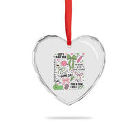 Lets Par-tee Coquette Golf Bows Heart Crystal Glass Ornament Pink and Green Gear Girls Game Day Golfing Tradition