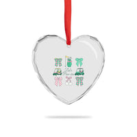 Lets Par-tee Coquette Golf Bows Heart Crystal Glass Ornament Preppy Pink and Green Golf Cart n Bag Golfing Lover Club