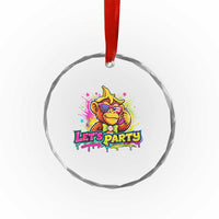 Lets Party Baseball Monkey Colorful Graphic Crystal Glass Ornament American Flag Game Day Fans Ball Party Vibes