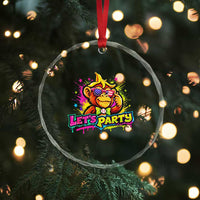 Lets Party Baseball Monkey Colorful Graphic Crystal Glass Ornament American Flag Game Day Fans Ball Party Vibes