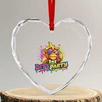 Lets Party Baseball Monkey Colorful Graphic Heart Crystal Glass Ornament American Flag Game Day Fans Ball Party Vibes