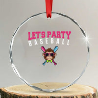 Let's Party Baseball Monkey Crystal Glass Ornament Ball Party Game Day Vibes