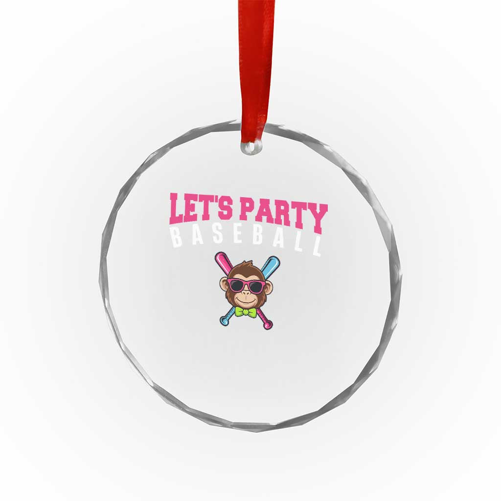 Let's Party Baseball Monkey Crystal Glass Ornament Ball Party Game Day Vibes