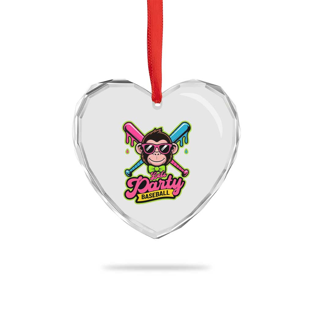 Lets Party Baseball Monkey Game Day Heart Crystal Glass Ornament Neon Dripping Bats Funny Baseball Fan Party Ball