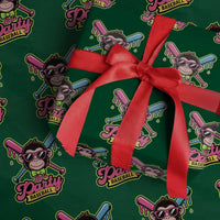 Lets Party Baseball Monkey Game Day Wrapping Paper Roll Neon Dripping Bats Funny Baseball Fan Party Ball