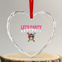 Let's Party Baseball Monkey Heart Crystal Glass Ornament Ball Party Game Day Vibes