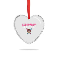 Let's Party Baseball Monkey Heart Crystal Glass Ornament Ball Party Game Day Vibes