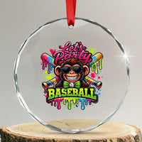 Lets Party Baseball Monkey Neon Dripping Graphic Crystal Glass Ornament Funny Ball Party Game Day Fans