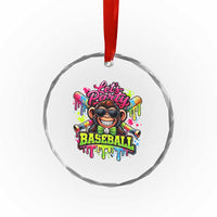 Lets Party Baseball Monkey Neon Dripping Graphic Crystal Glass Ornament Funny Ball Party Game Day Fans