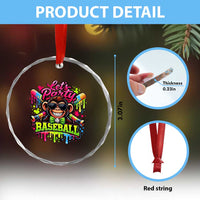 Lets Party Baseball Monkey Neon Dripping Graphic Crystal Glass Ornament Funny Ball Party Game Day Fans