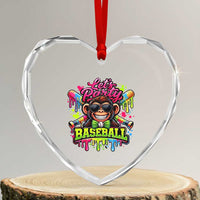 Lets Party Baseball Monkey Neon Dripping Graphic Heart Crystal Glass Ornament Funny Ball Party Game Day Fans