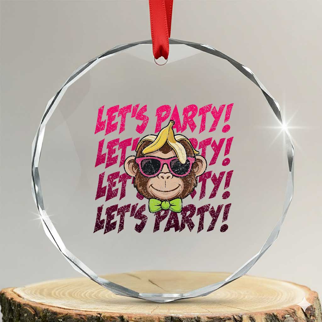 Lets Party Monkey Baseball Crystal Glass Ornament Funny Ball Party Game Day Fans