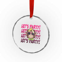 Lets Party Monkey Baseball Crystal Glass Ornament Funny Ball Party Game Day Fans