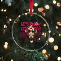 Lets Party Monkey Baseball Crystal Glass Ornament Funny Ball Party Game Day Fans