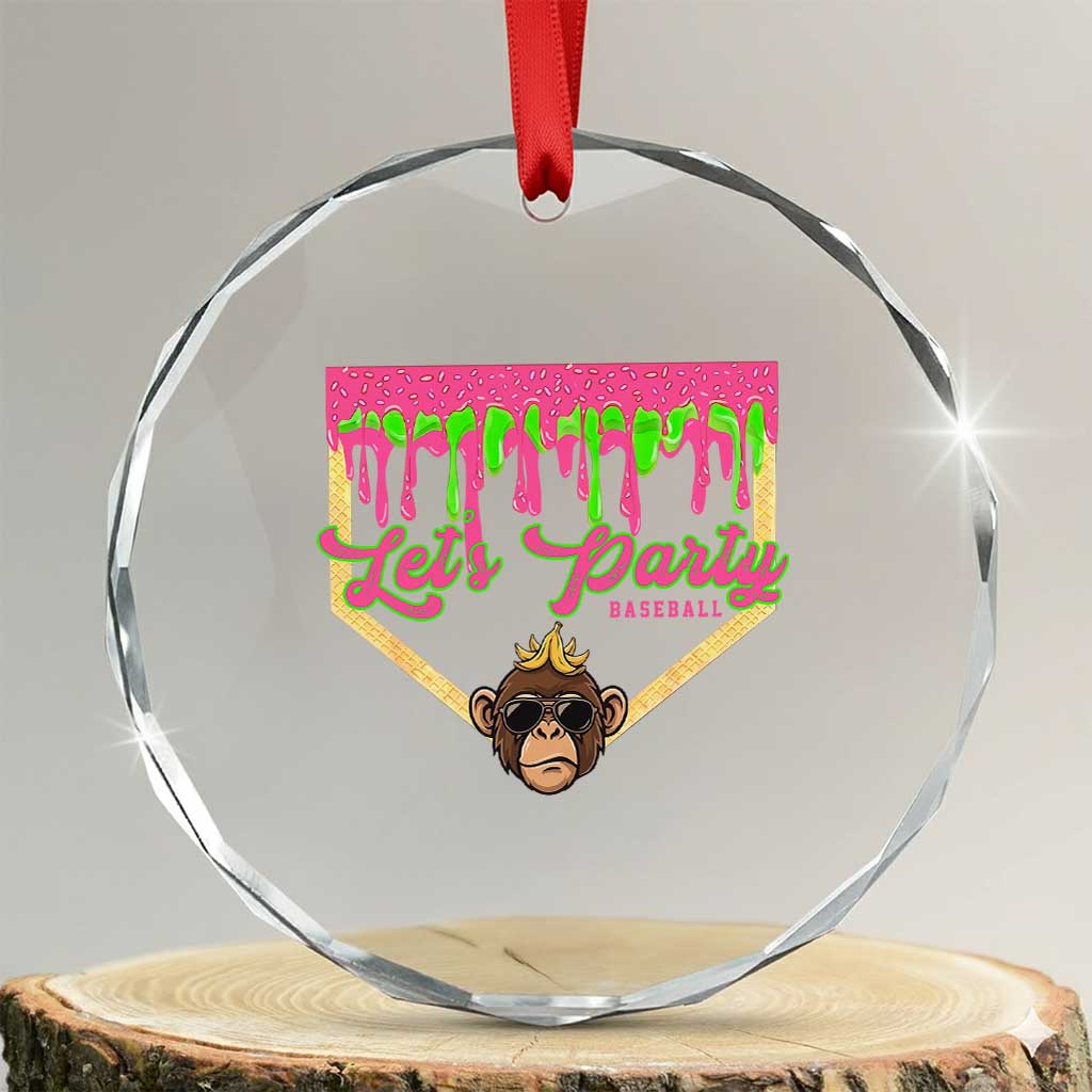 Lets Party Monkey Baseball Game Day Crystal Glass Ornament Neon Dripping Homeplate Funny Ball Party Fans
