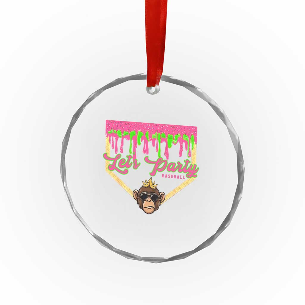 Lets Party Monkey Baseball Game Day Crystal Glass Ornament Neon Dripping Homeplate Funny Ball Party Fans