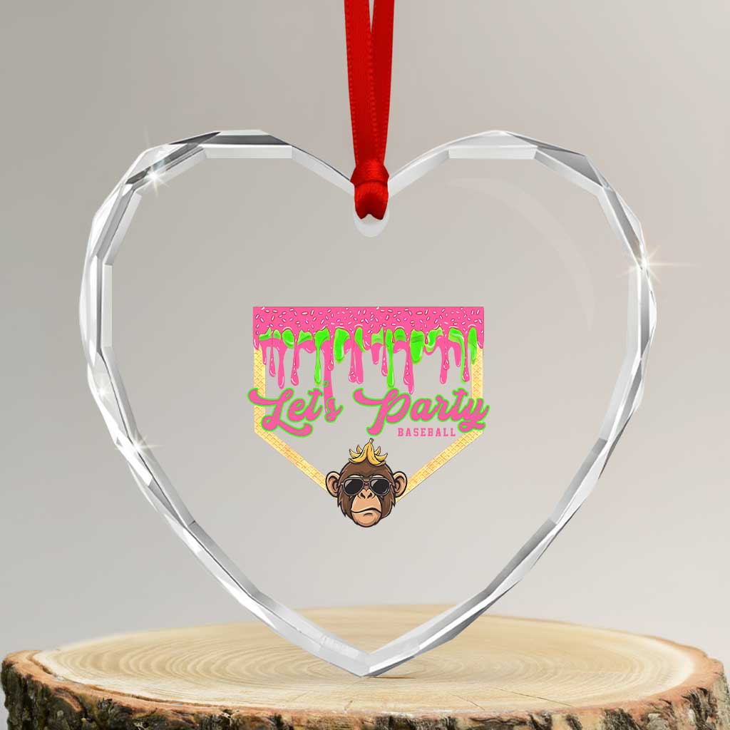 Lets Party Monkey Baseball Game Day Heart Crystal Glass Ornament Neon Dripping Homeplate Funny Ball Party Fans
