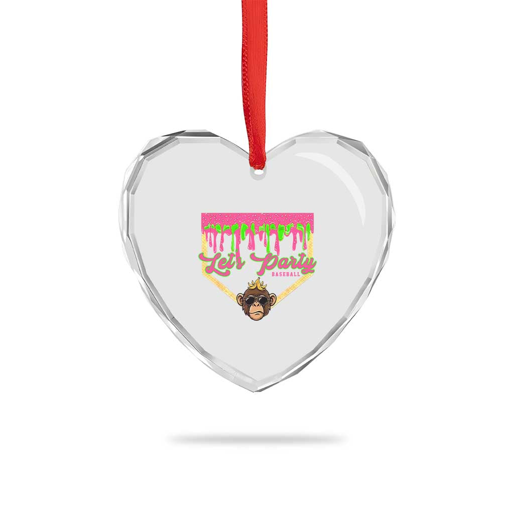 Lets Party Monkey Baseball Game Day Heart Crystal Glass Ornament Neon Dripping Homeplate Funny Ball Party Fans