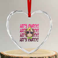 Lets Party Monkey Baseball Heart Crystal Glass Ornament Funny Ball Party Game Day Fans