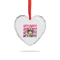 Lets Party Monkey Baseball Heart Crystal Glass Ornament Funny Ball Party Game Day Fans