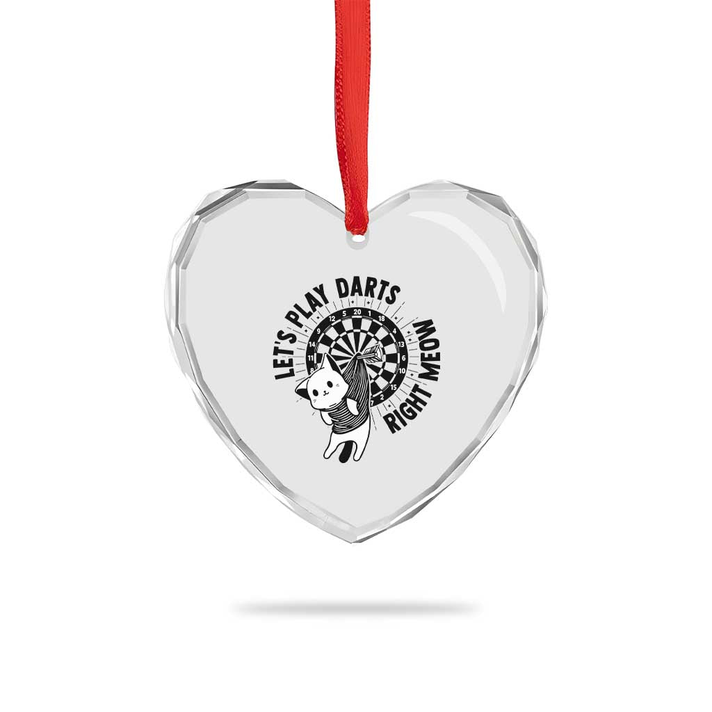Lets Play Darts Right Meow Heart Crystal Glass Ornament Cute Cat Dart Player Pub Game Gift - Wonder Print Shop
