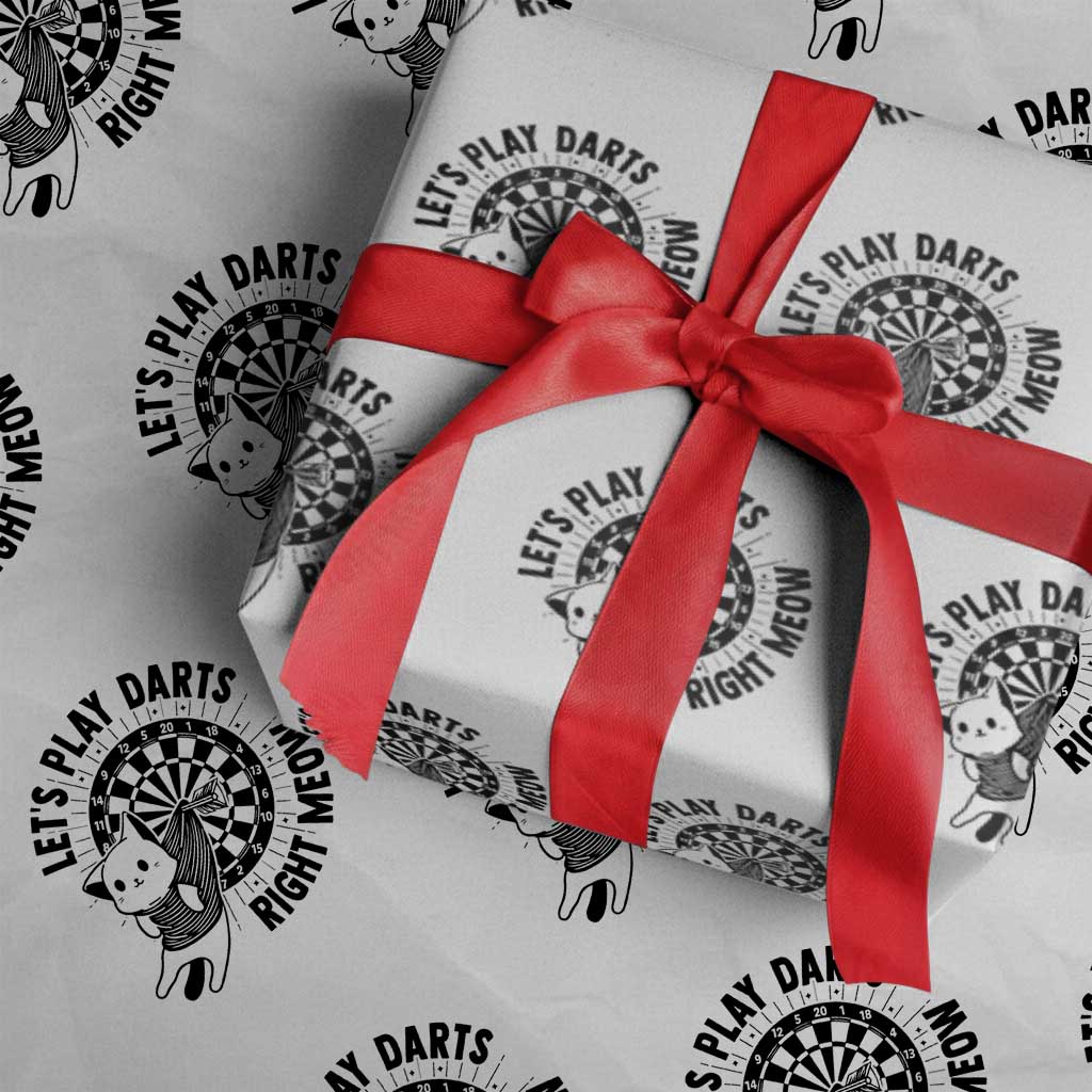 Lets Play Darts Right Meow Wrapping Paper Roll Cute Cat Dart Player Pub Game Gift - Wonder Print Shop